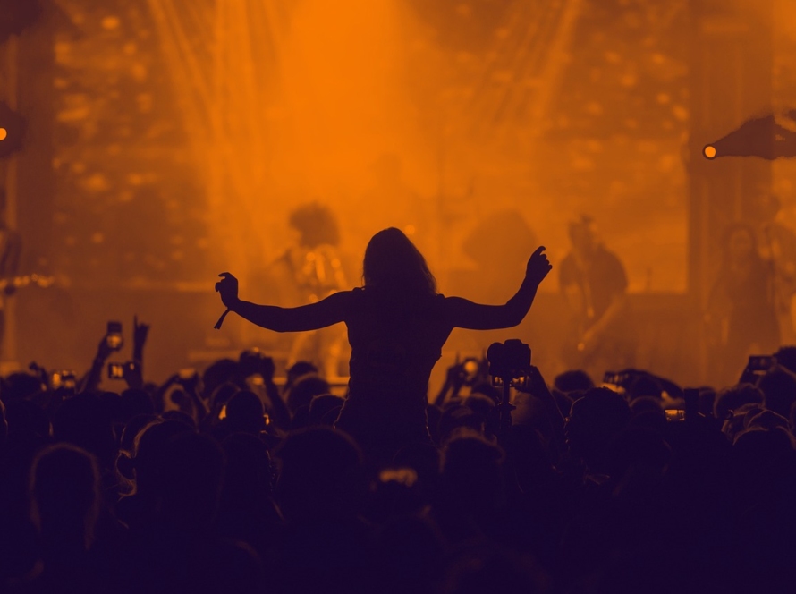 concert, crowd, silhouette